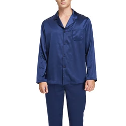 Anti Allergic Silk Pajamas manufacturer 16 Momme Men silk pajamas with Long Sleeves