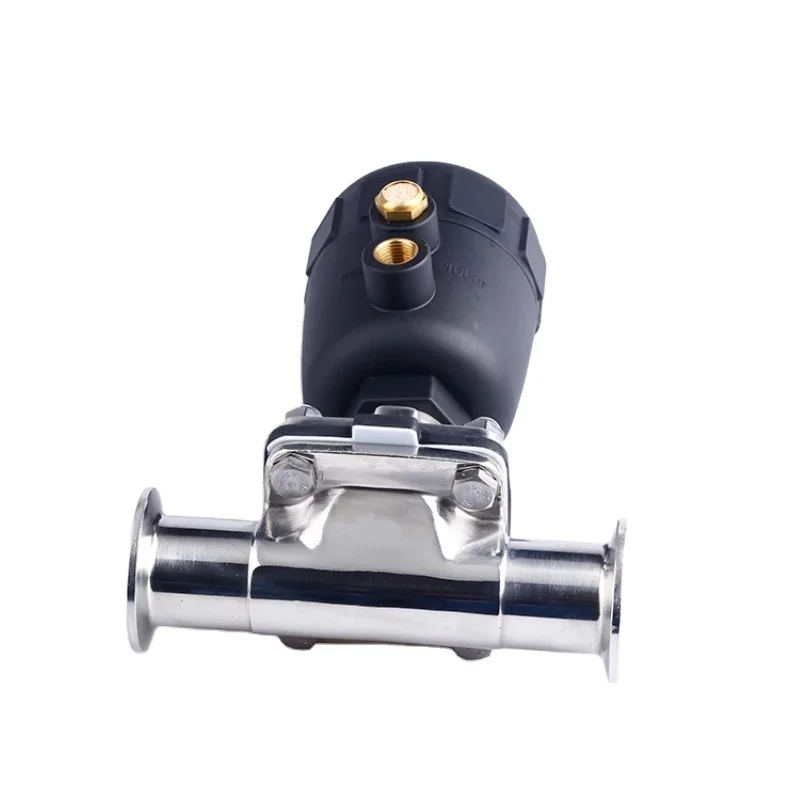 KQ пищевая санитарная нержавеющая сталь 316 трехзажимной пластиковый/стальная головка управления потоком пневматический мембранный клапан