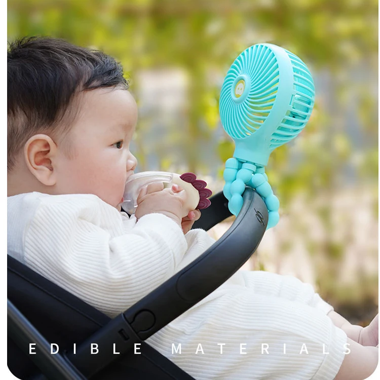 2023 Hot Sale Small Octopus Mini Fan Portable Travel Rechargeable Handheld Fan Stroller Winding Mini Usb Baby Fan