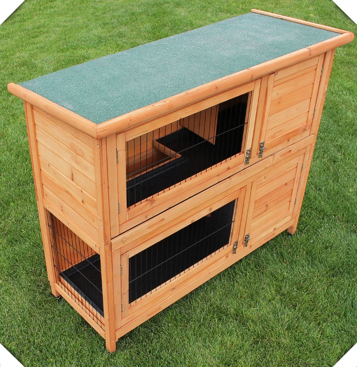 Indoor Bunny Rabbit Cages Large Size Two Layer Guinea Pig Hutches For Sale Wooden Animal Pet House Cages