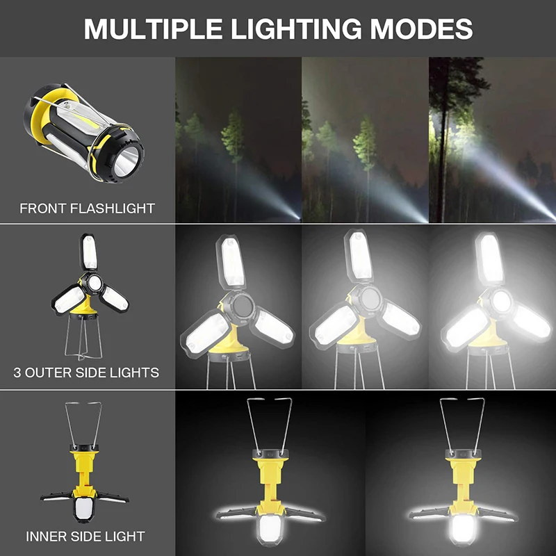 1200mAH power bank lamp 8 light modes outdoor waterproof cob work light 130LM LED Rechargeable Camping Lantern