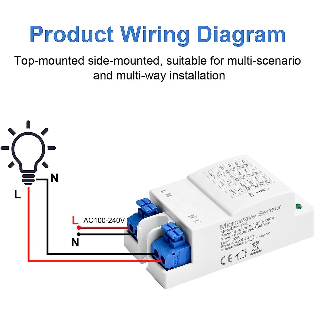 AC220-240V 5.8GHz Microwave Radar Sensor Switch For LED Lights Control