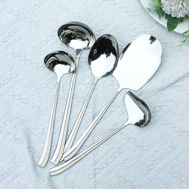 Cheap Golden Rice Server Cutlery 201 Stainless Steel Factory Manufactured Serving Spoon Set Mirror Polished Ladle