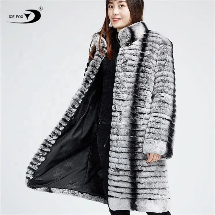 2023 Star Style Fashion Winter Women Cheap fur coat chinchilla fur Long Thick Knitted Warm Rabbit Fur Coats
