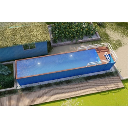 Custom Made 40 ft Fiberglass Liner Swimming Container Pool  Fully Assembled for Outdoor Use