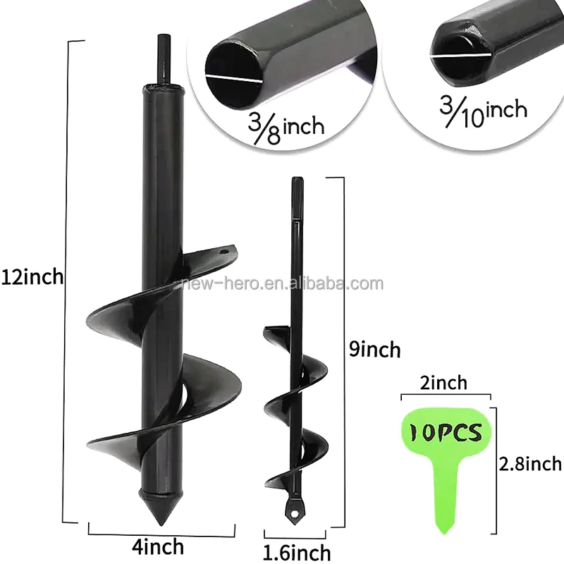 Garden Auger Spiral Drill Bit Flower Planter Bulb HEX Shaft Drill Auger Farm Yard Gardening Bedding Planting Hole Digger Tool
