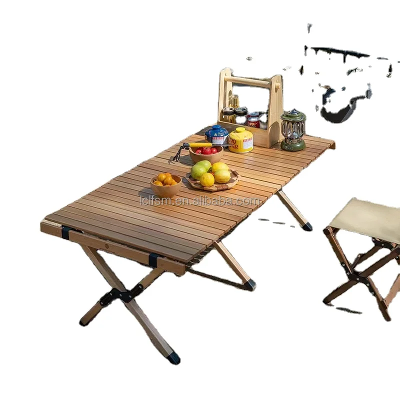 Portable folding solid wooden table static pressure bearing about 60 kg not easy to tip over