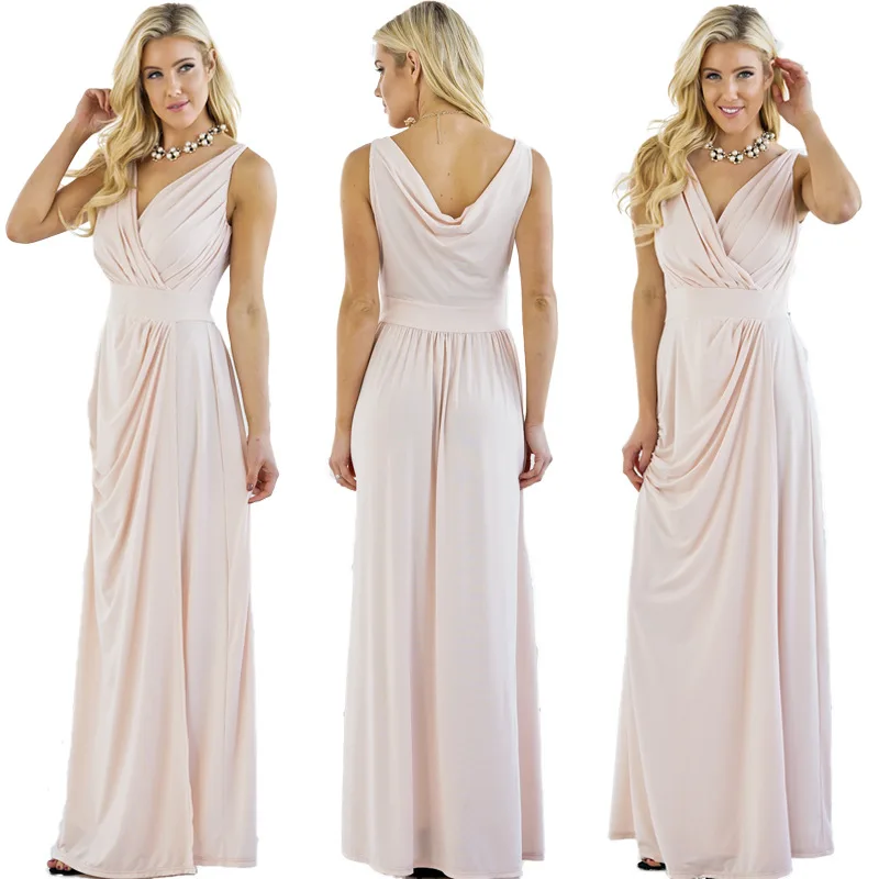 Женское шифоновое вечернее платье, розовое длинное платье для подружки невесты, модель 2020 большого размера