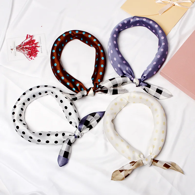 
Scarf women 2019 new silk cloud pattern Satin dot printing small square scarf professional scarf 70cm wholesale 