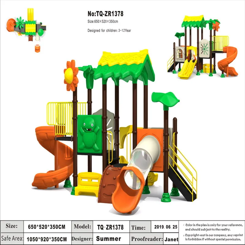 New Children Plastic Outdoor Playground Equipment Amusement Park Toy Outside Plastic Playground Slide