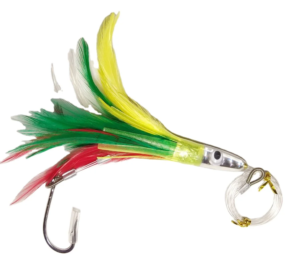 Trolling rubber Skirt with feather Fishing Lure Big Game Tuna feather
