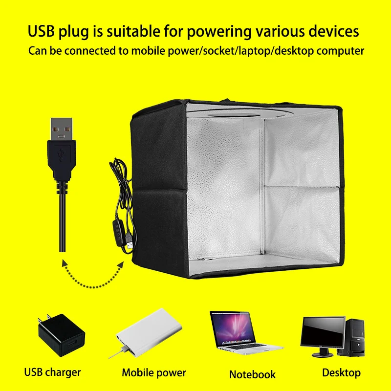 Mini Studio Light Box 15*15 Inch Dimmable Shooting Light Tent Desktop Photography Lighting Kit with 6 Colors Background