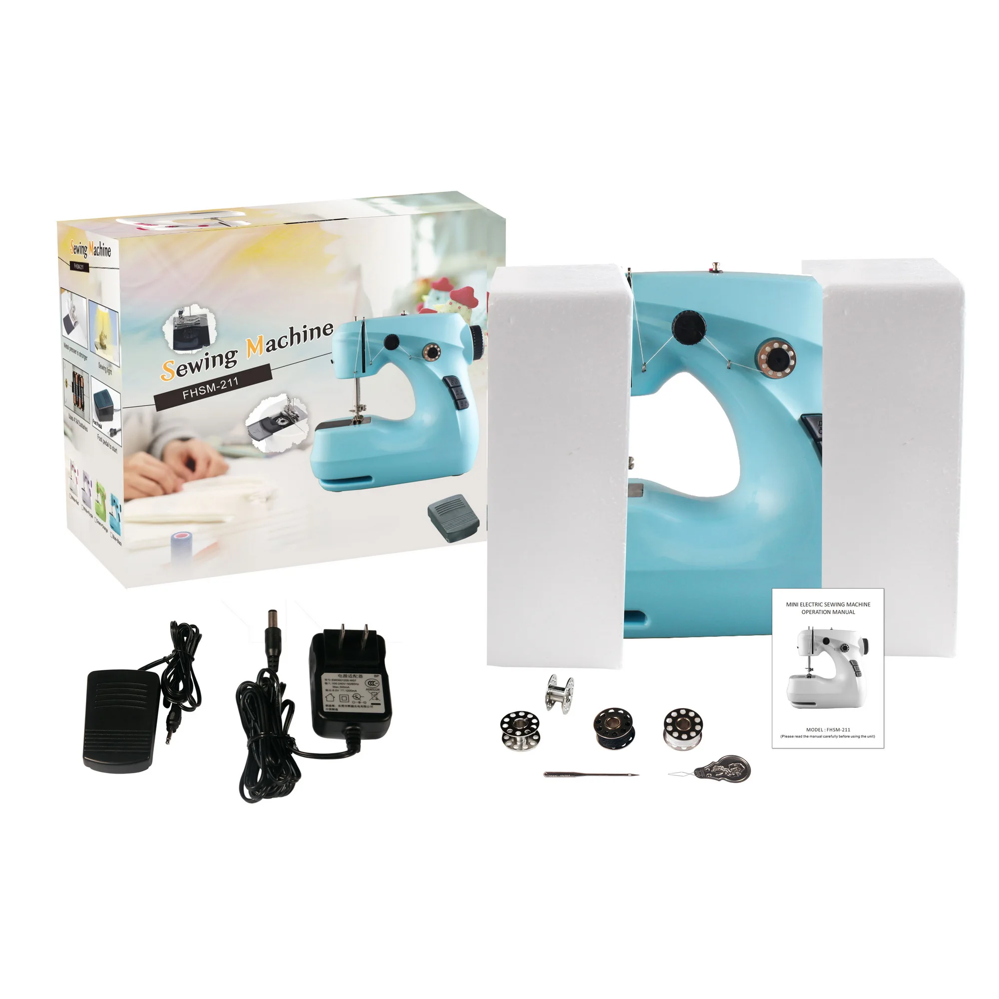 CE CB VOF sew machine kid FHSM-211 Portable Sewing Machine mini Machine Sewing home use