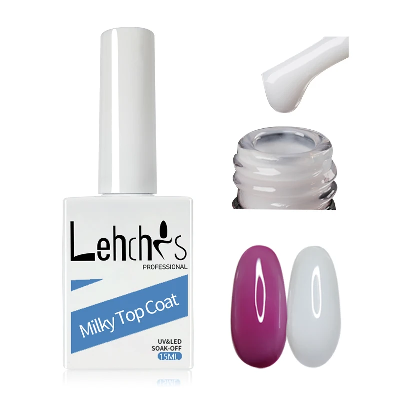 Customize 1kg 15ml Wholesale Soak Off UV Base Gel Polish Milky Topcoat Milk White LED Nail Art No Wipe Top Coat