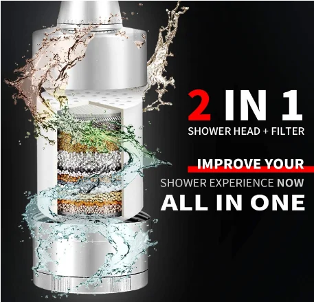 15 Stage High Output Water Filter with Shower Filter Head  Vitamin C