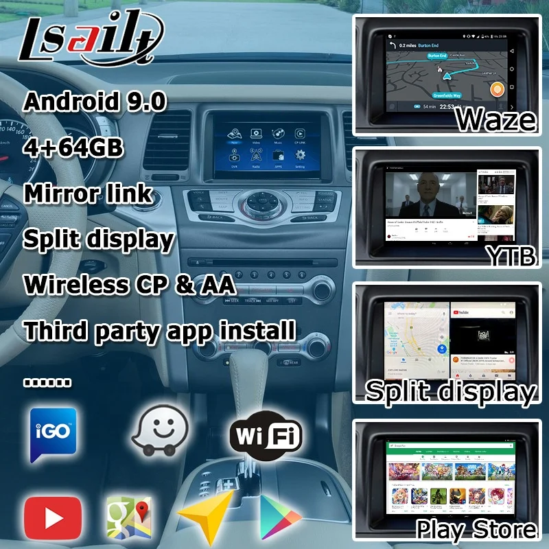 Lsailt CP AA / android interface box for Nissan Murano Z51 2011-2014 with gps navigation wireless auto YTB Netfli