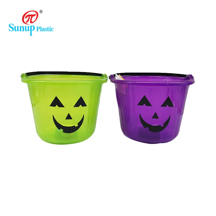 
China Factory Halloween Party Kids Plastic Transparent Pumpkin PP Plastic Bucket 