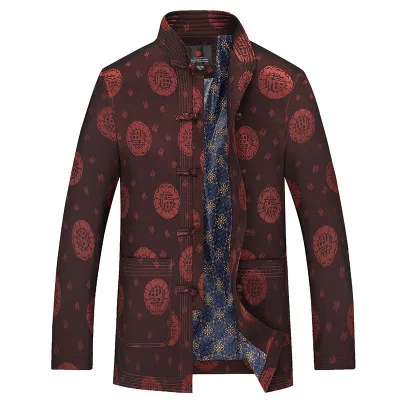 Spring Autumn Jacket Tang Suit Male Middle-Aged And Elderly Chinese Hanfu Jacket Father Birthday Gift Jacket Casual Large Size