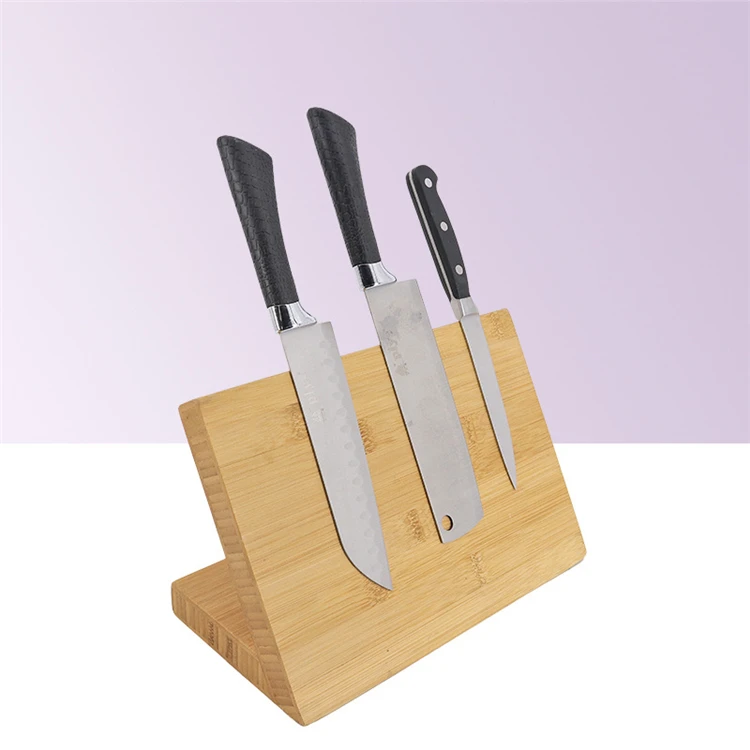 customized premium bamboo rack for kitchen bamboo knife holder bamboo magnetic knife holder