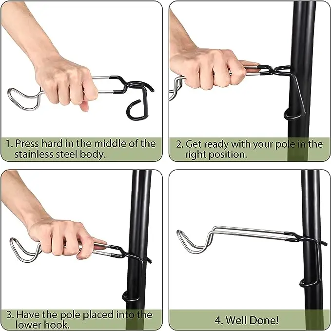 Factory Wholesale Outdoor Camping Stainless Steel Lantern Hook Portable Non-Slip Tent Lamp Hook Cup Holder for Fishing Hunting