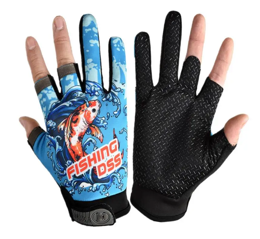 SNEDA Three Fingerless Black Lightweight Fishing Cycling Running Breathable Gloves for Men Women Fishing Gloves