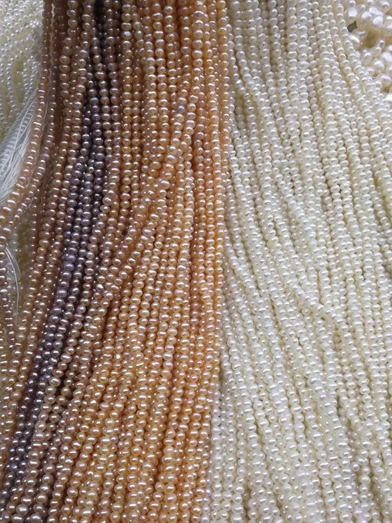 Hot Sale 2-3mm Potato Natural Freshwater Pearl Chain Small Pearls for Jewelry Making