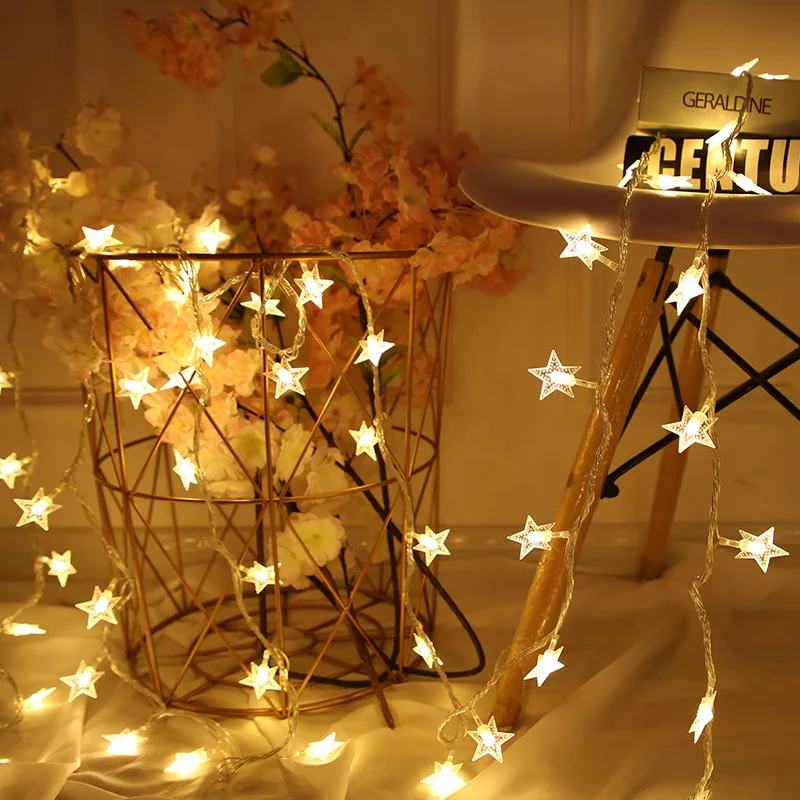 Outdoor Christmas Lights Star Shaped Led String Light Wedding Room Decoration Holiday Light 3m 20led Battery Box
