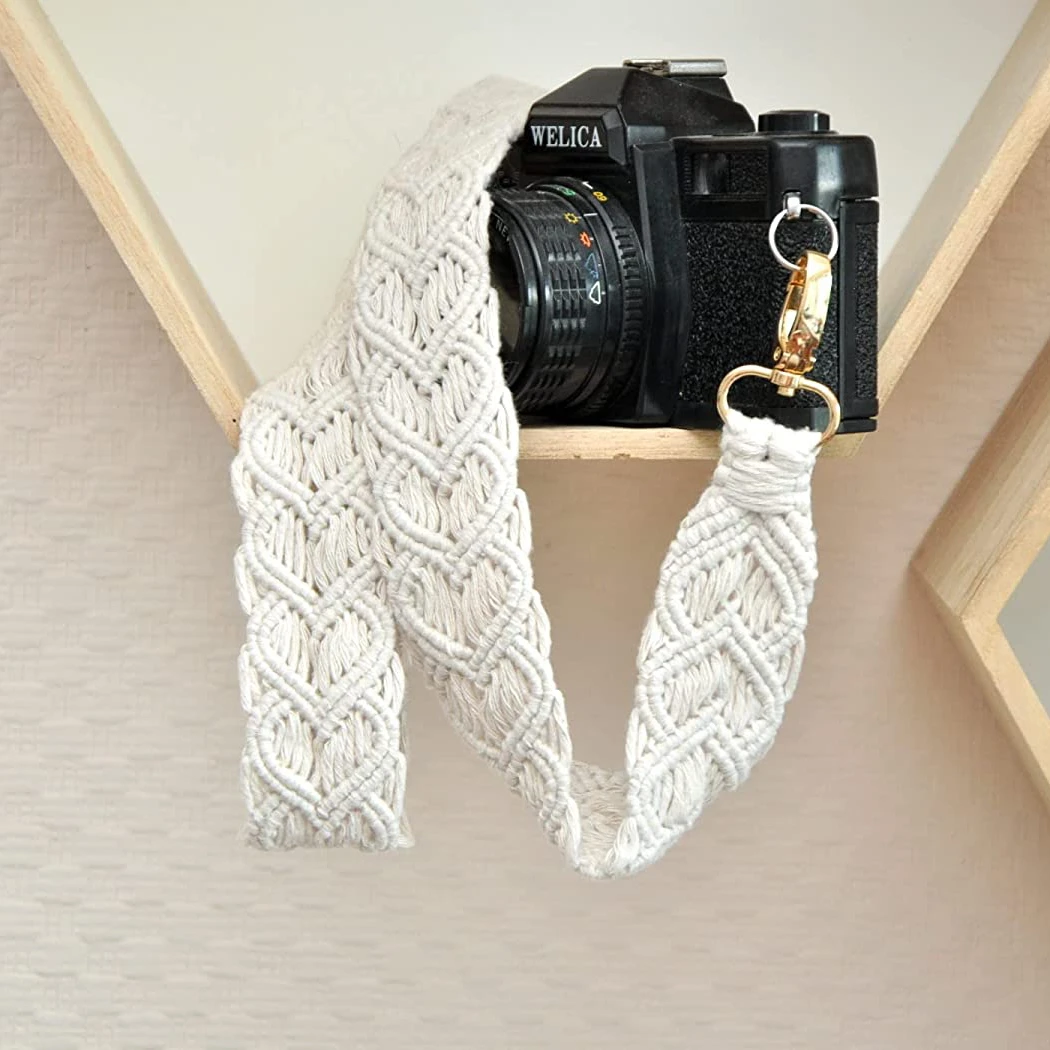 Handmade Cotton Macrame camera Strap Boho Gift for Photographer Camera Belt custom camera strap