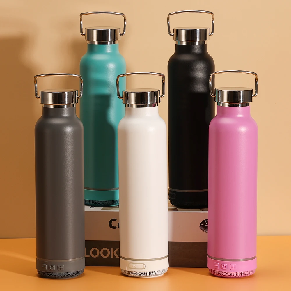 450ml 600ml Smart Stainless Steel Insulated Speaker Music Tumbler With Handle Custom Logo