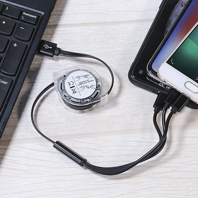  Free Shipping Top1 UUTEK RSZ3 hot sales 3 in 1 usb cable for phone charger retractable