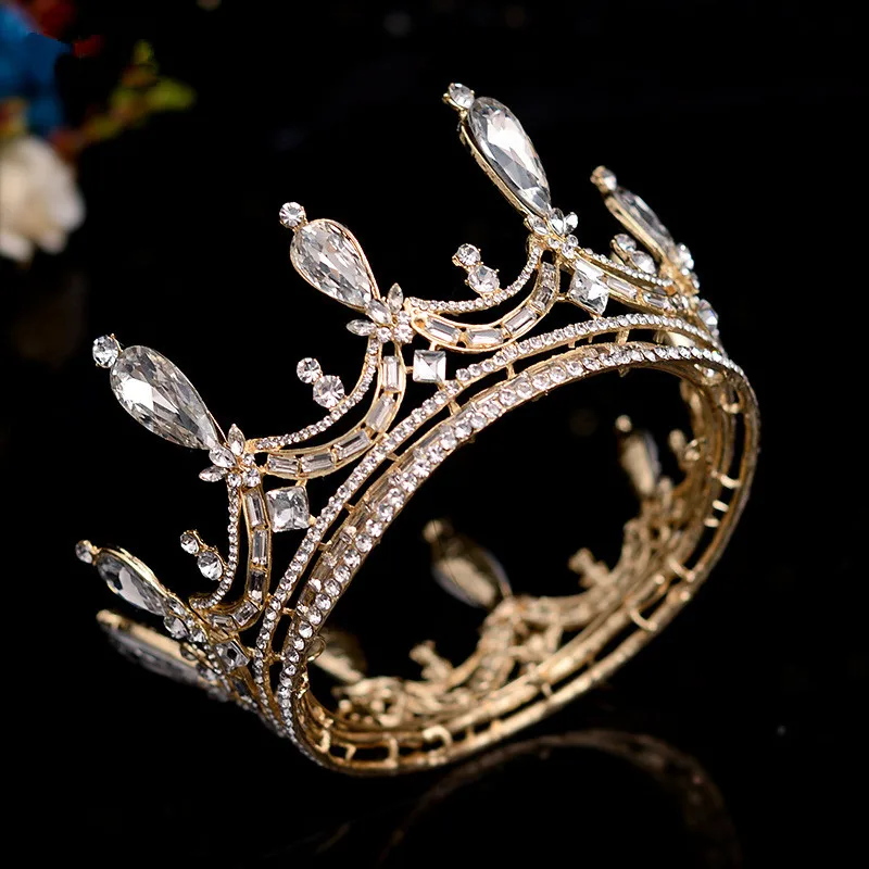 tall pageant tiars crown full round hair crown  water fairy cristal hair accessories  bride crown bridal wedding