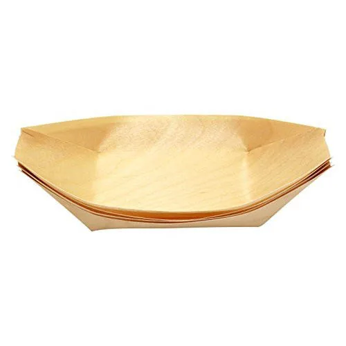 Biodegradable Disposable Wooden Plates Snacks Tray Set for Restaurants