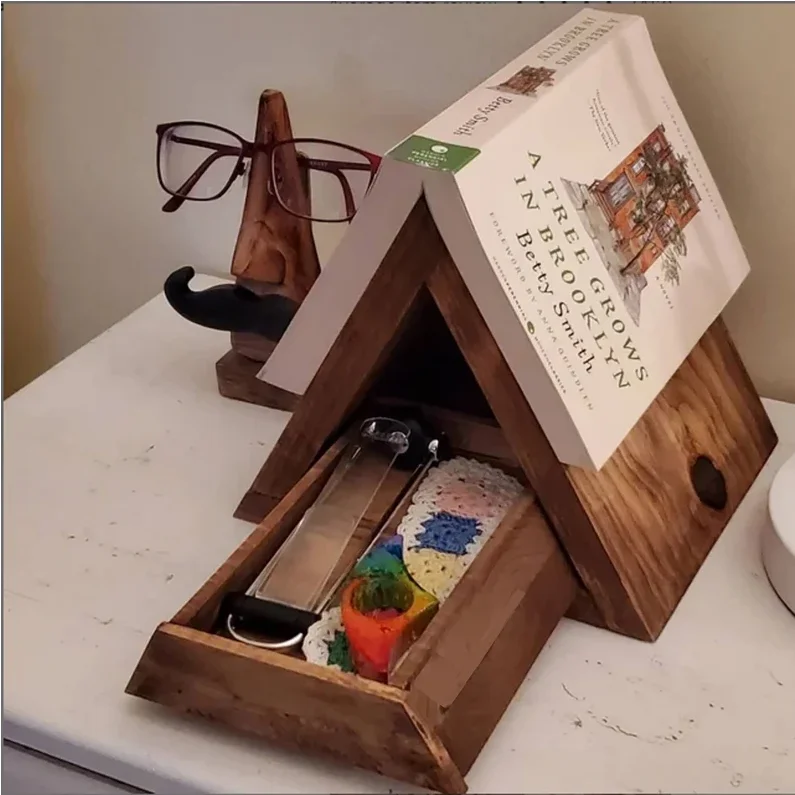 Farmhouse decor rustic creative housewarming christmas birthday gift Nightstand page mark wooden book place holder