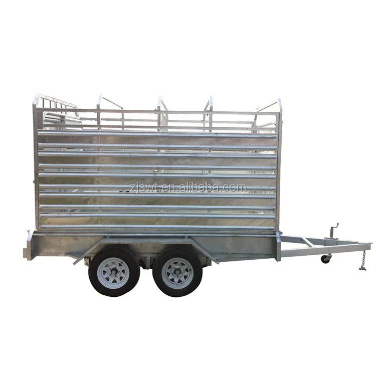 Practical hot-dip galvanized 12x6 cattle crate trailer for transporting cattle, sheep and pigs
