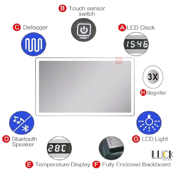 Modern Salon Mirror Wall Full Body Dressing Defogger Full Length Led Mirror Smart Bath Mirror for bedroom