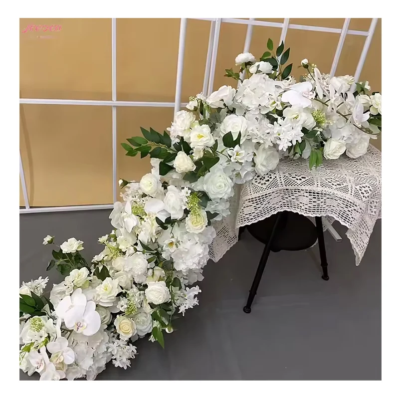 2024 New Product Hot Selling Silk Flower Table Runner Rose Flower Ball Home Wedding Event Centerpieces Table Decoration.