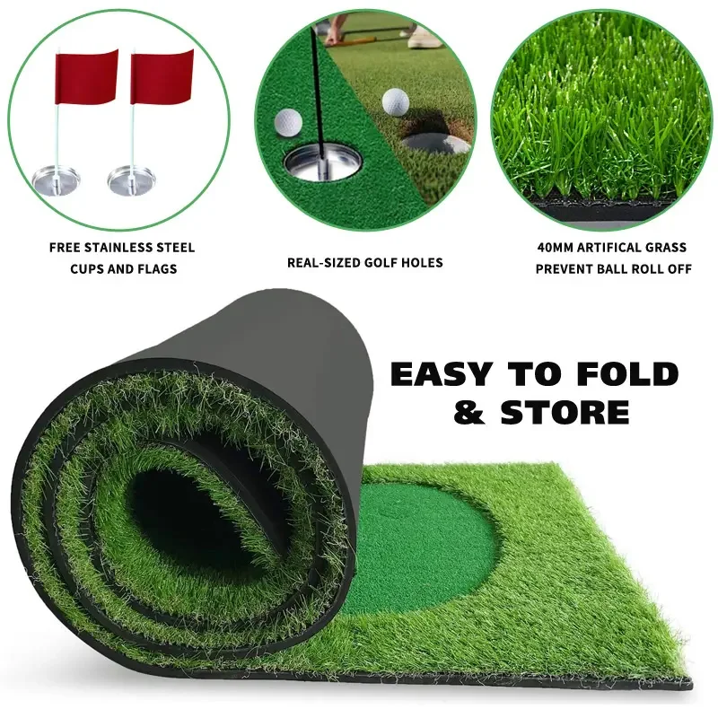 Portable Golf Practice Training Aid Large Practice Putter Mat Custom Shape Golf Putting Green