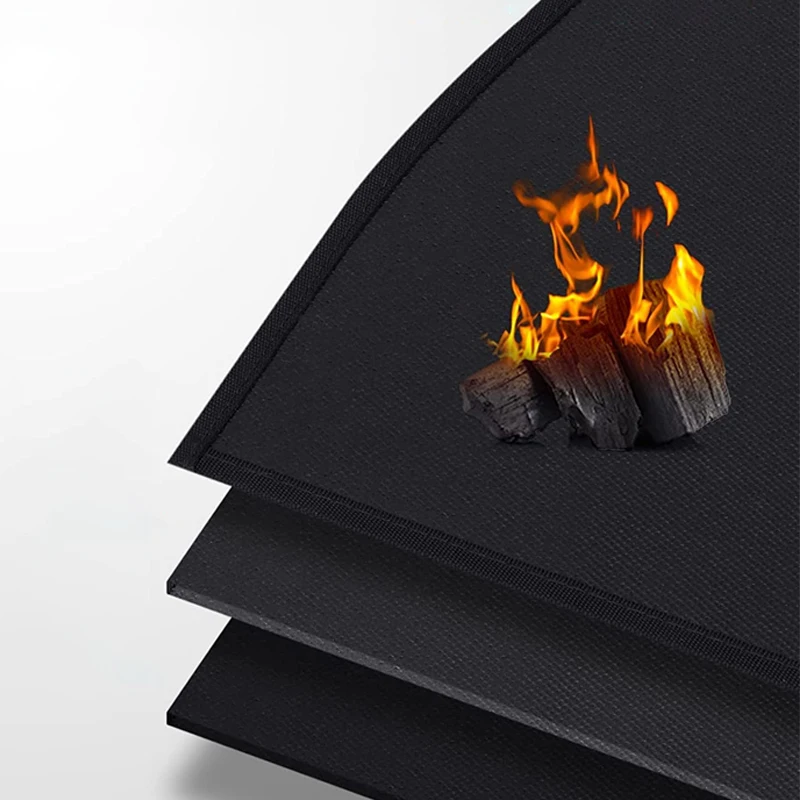 24 30 32 36 39 40 48 Inches Round Fireproof Fire Pit Mat with Aluminium Foil for Patio Deck Lawn Grass Iron Outdoor