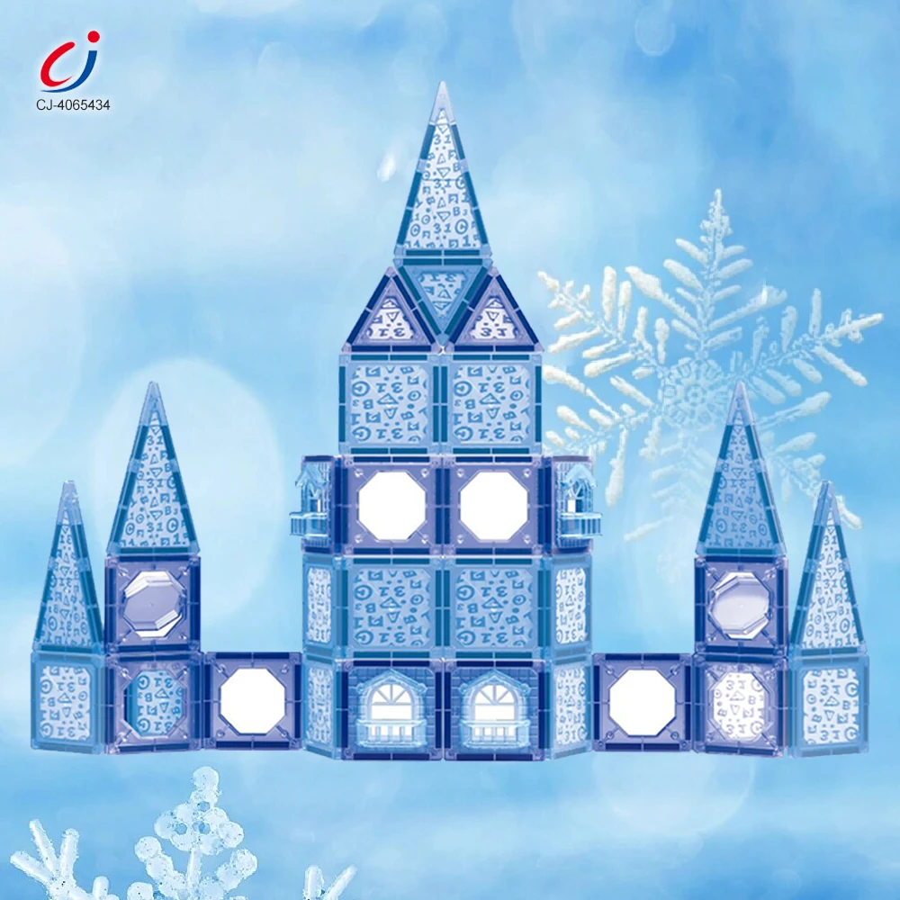 Chengji mini magnetic building blocks plastic color window 3d diy ice castle construction 52pcs magnetic building blocks
