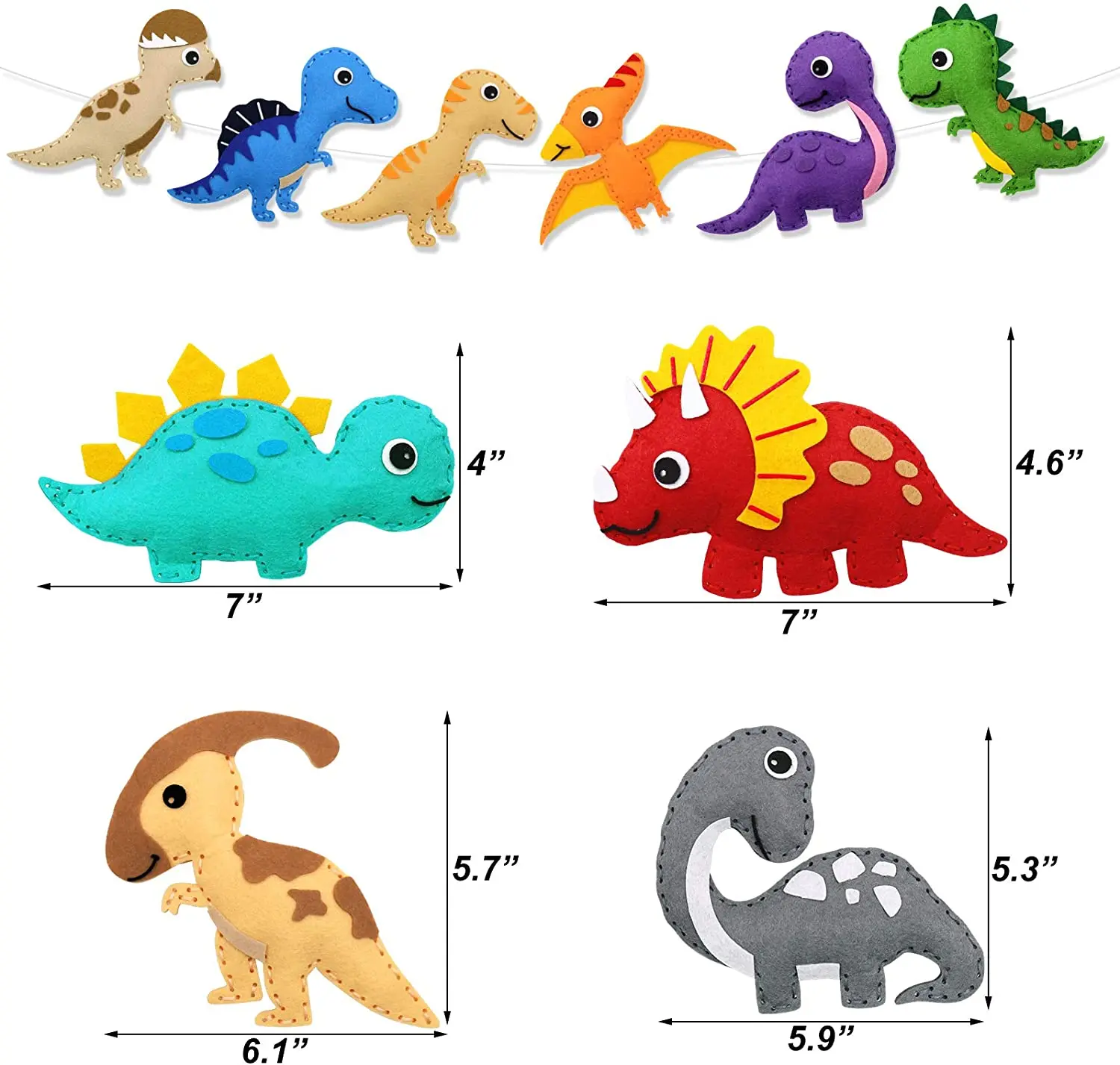 Dinosaur Sewing Craft Kit DIY Kids Craft Educational Beginners Sewing Stuffed Animal Felt Plush Ornaments Set