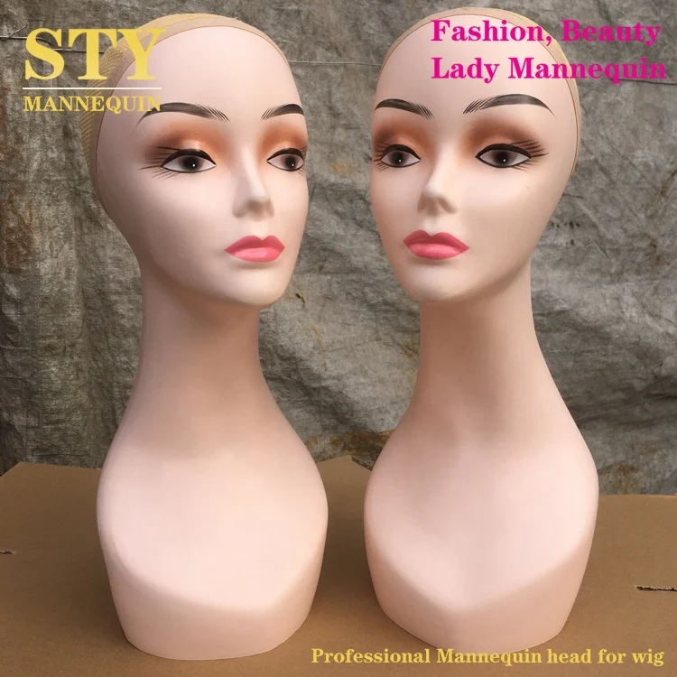 pink mannequin head Yellow eye shadow head mannequin display wholesale human hair mannequin head