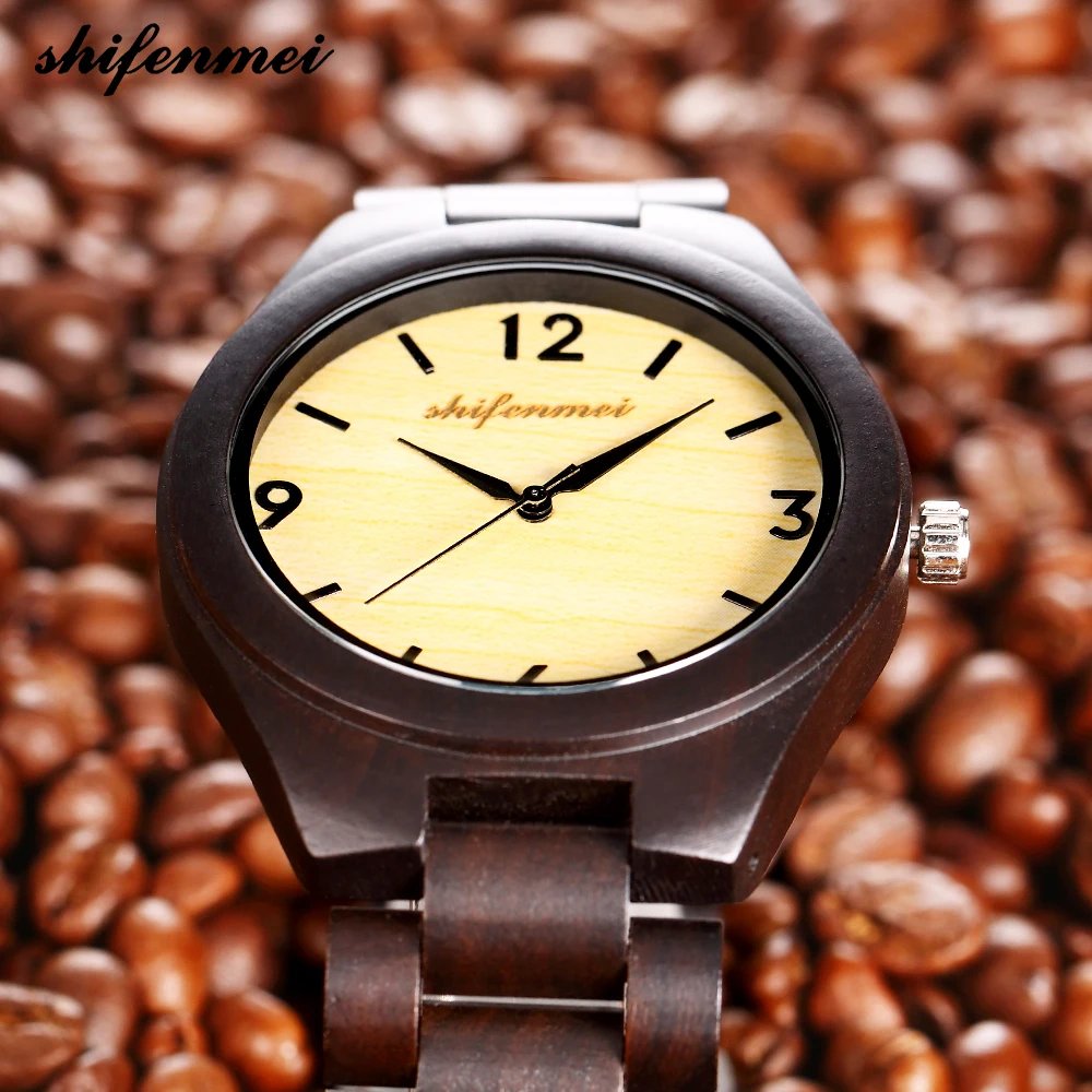 shifenmei S5507 oem custom logo high quality black sandal wood strap fashion low price watch