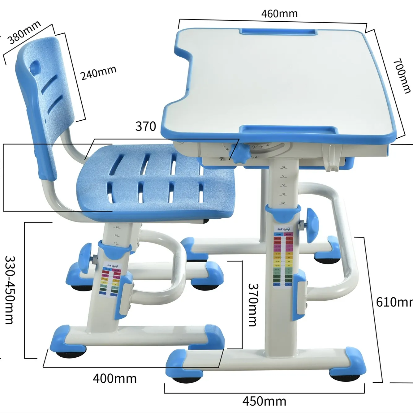 Height Adjustable kids table and chair Large Storage Children Study Desk Kids Learning Table With Storage Drawer