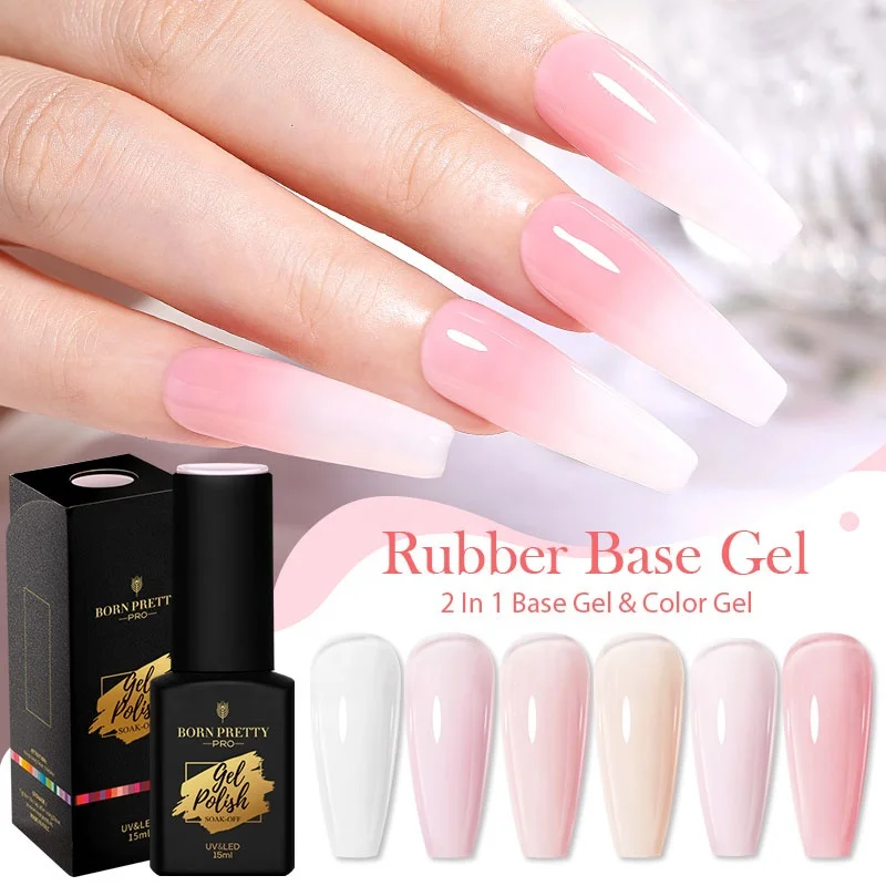 BORN PRETTY New Arrival 15ml Resin Rubber Base Coat Gel Polish Jelly Pink Milky Ruber Base Gel for Nails
