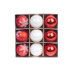 6cm 9pcs/Set Factory OEM&ODM Custom New Design Red And White Plastic Christmas Tree Decoration Balls For