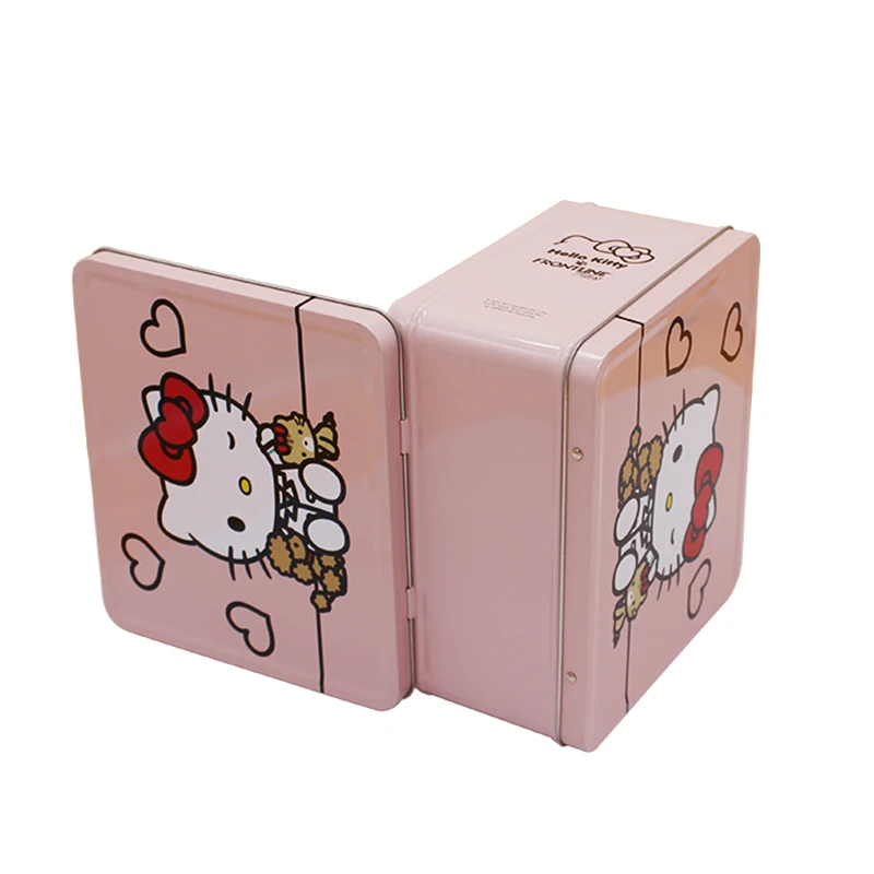 Fast delivery  factory direct customized print rectangular sealed metal  lunch tin box  with handle