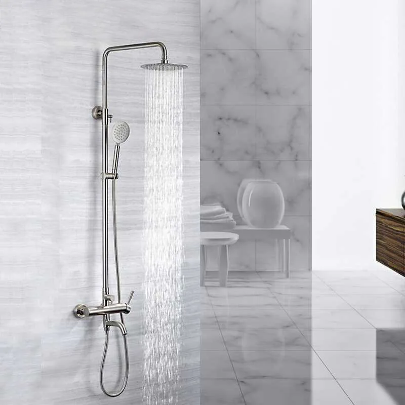 inox SUS304 stainless steel wall mount faucet hot water mixer rain shower column