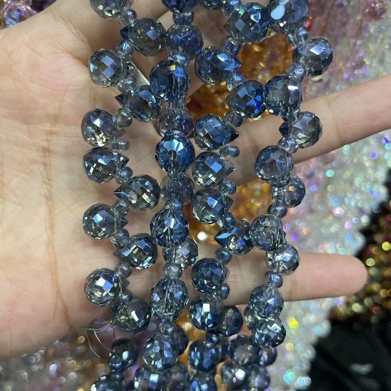 Pujiang Transverse Hole Water Drop Crystal Glass Bracelet Strawberry Glass Beads Diy Accessories Clothes Accessories Loose Beads