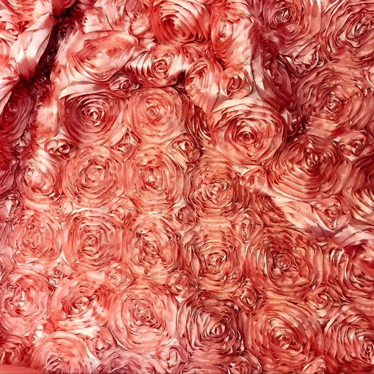 Wedding Carpet Table Cloth 3D Rose Flower Embroidery Satin Rosette Fabric embroidery rosette fabric for wedding decoration