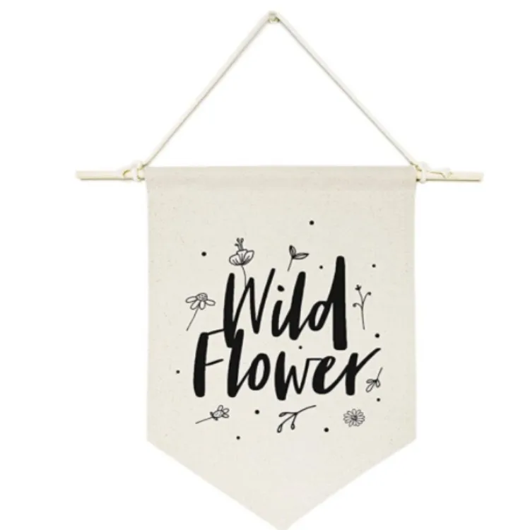 Пользовательский логотип сублимированный принт простой хлопчатобумажный холст висящий на стену баннер флаг